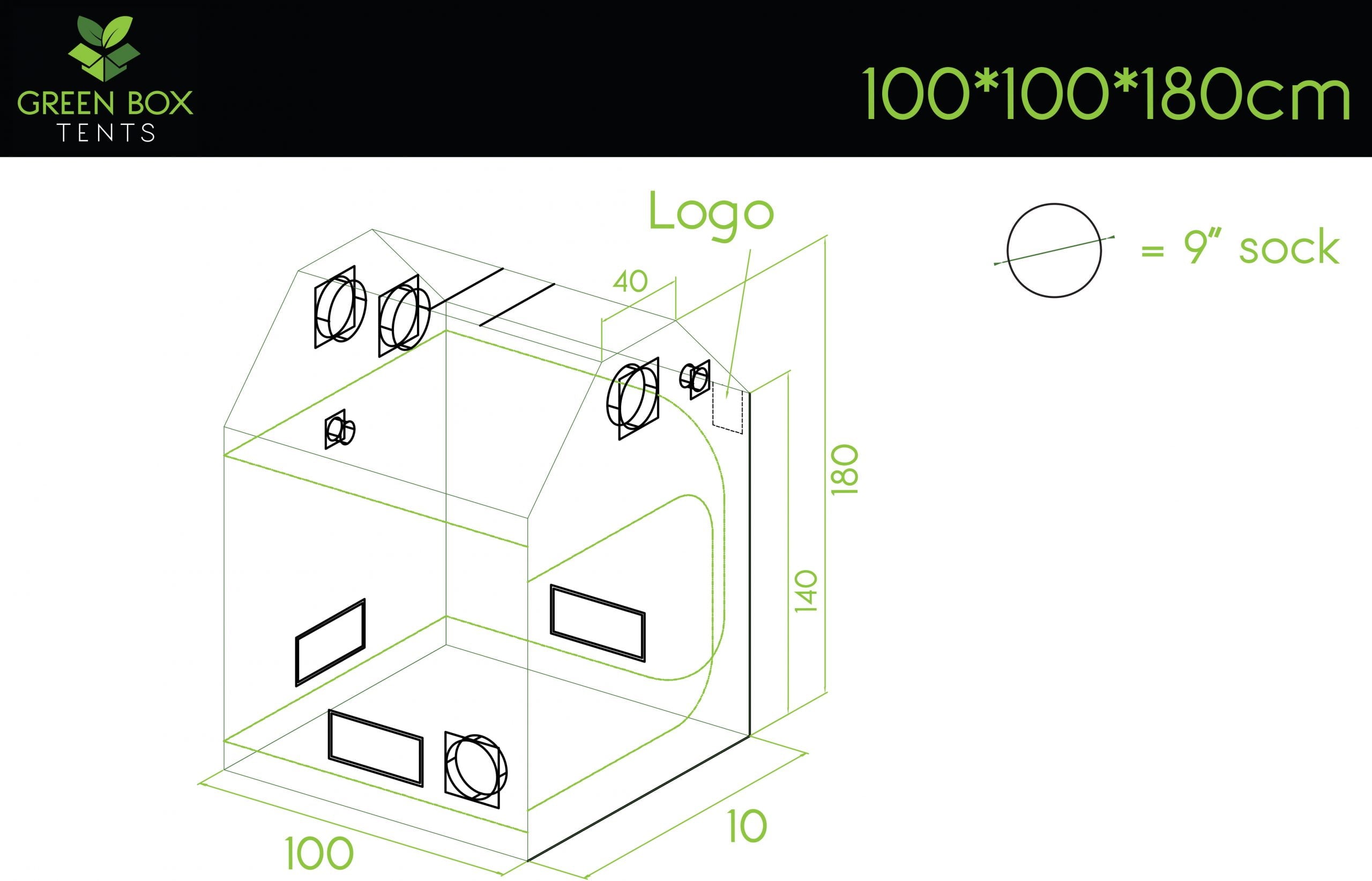 Green Box Roof Tent 100 x 100 x 180