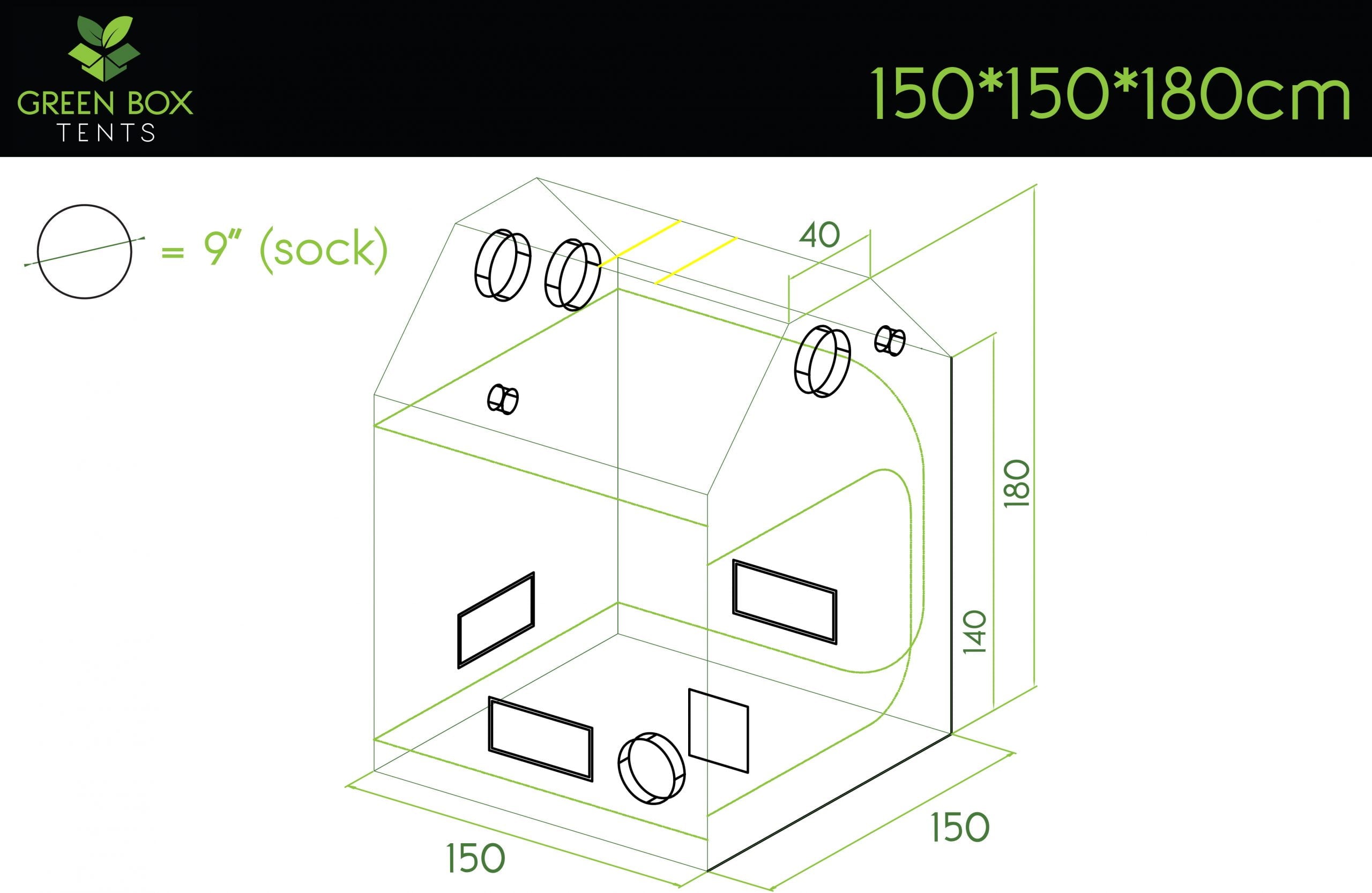 Green Box Roof Tent 150 x 150 x 180