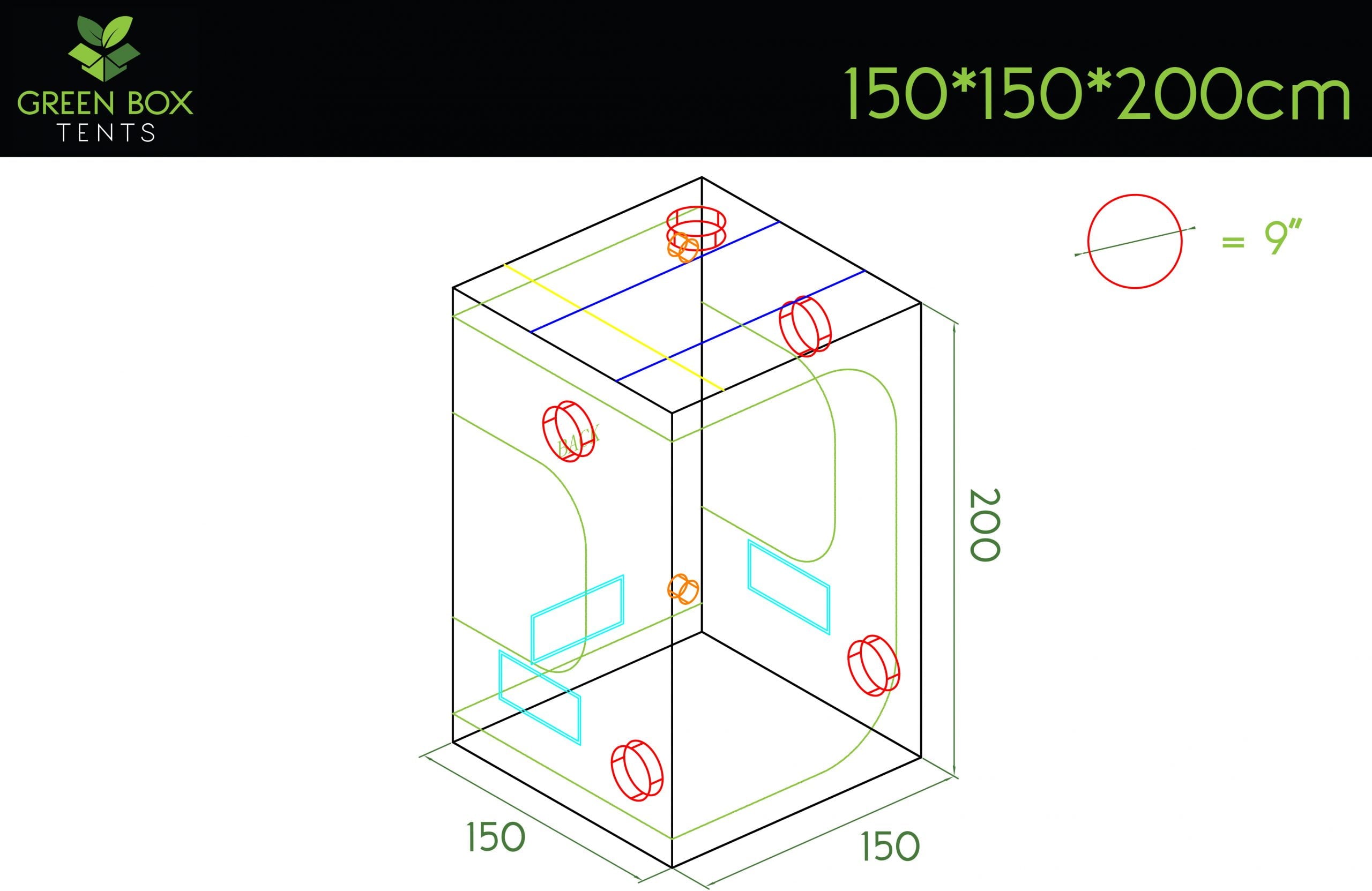 Green Box Tent 150 x 150 x 200
