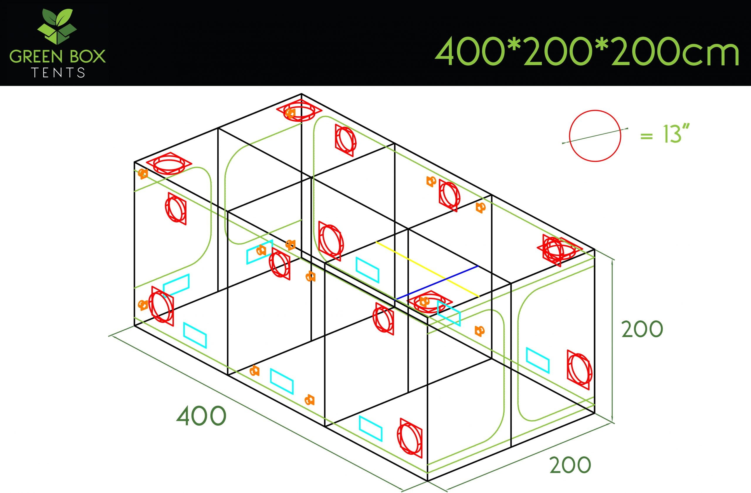 Green Box Tent 400 x 200 x 200