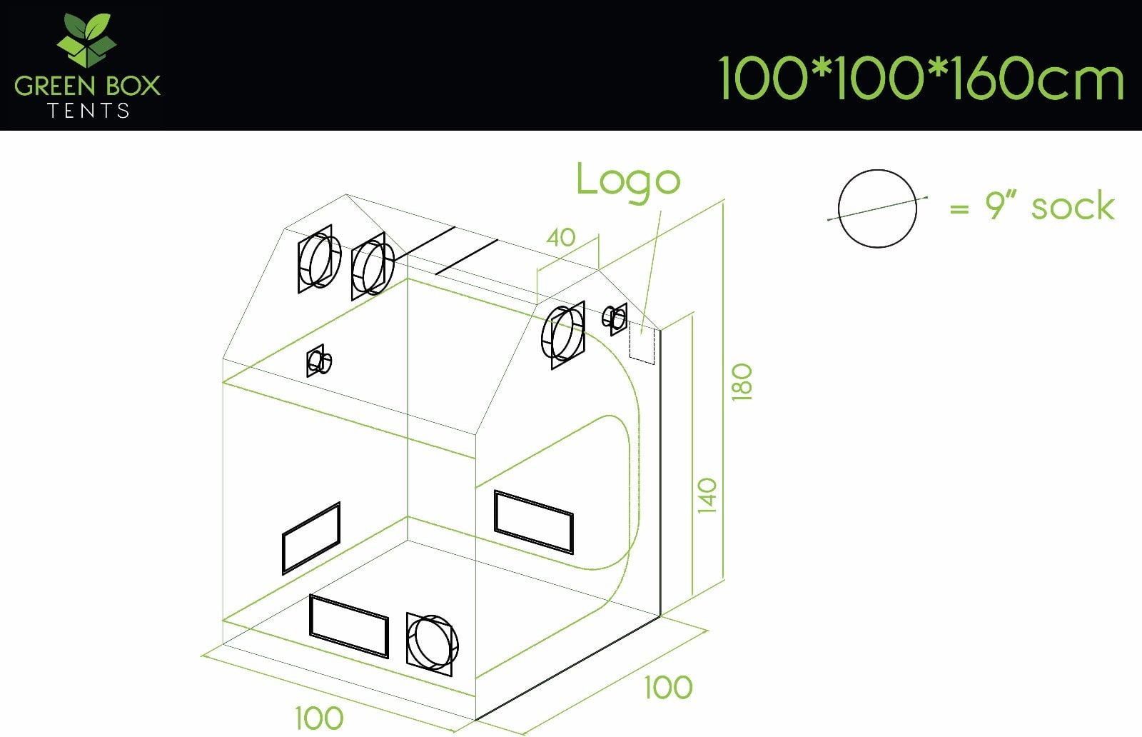 Green Box Roof Tent 100 x 100 x 160