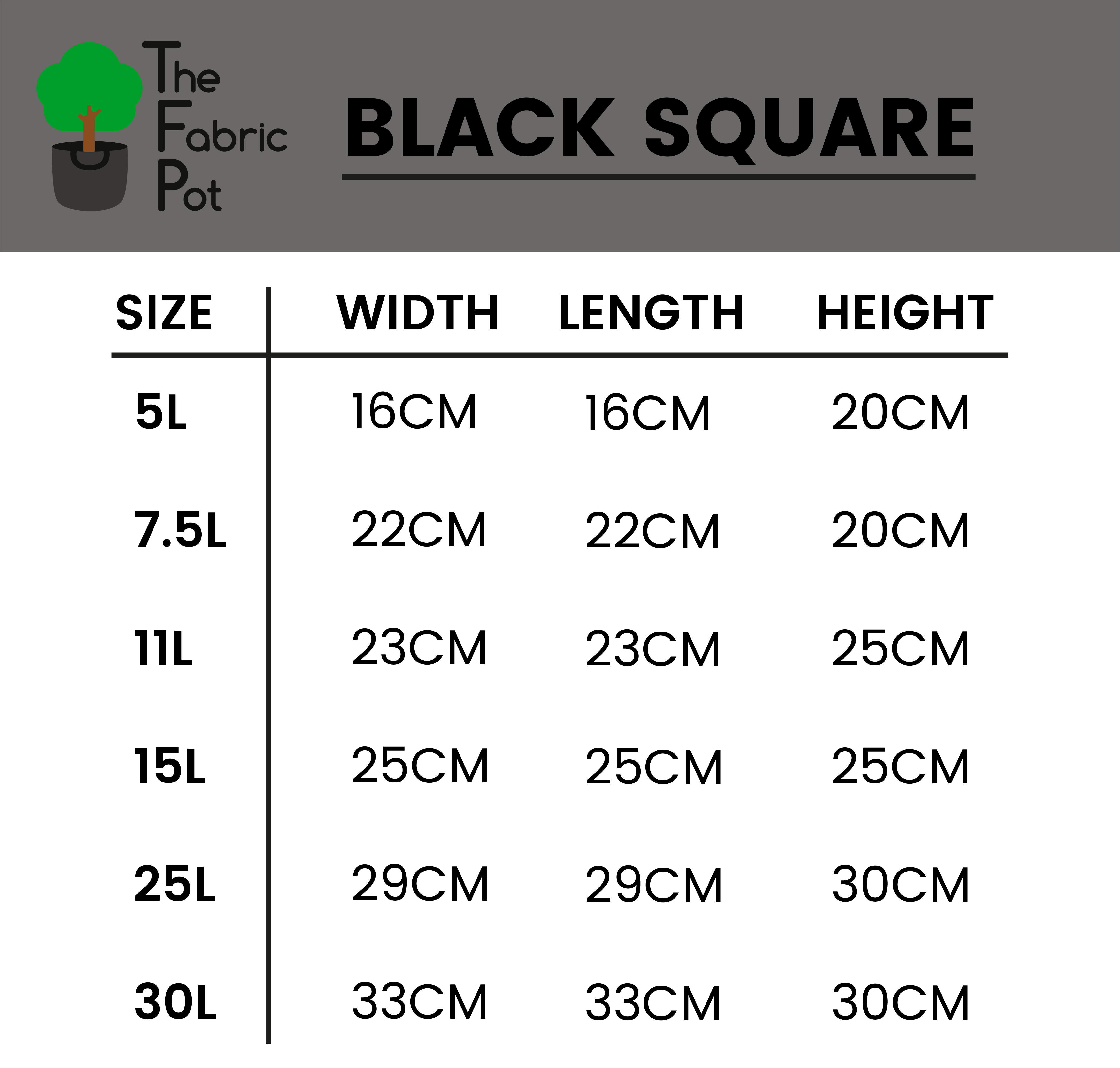 The Fabric Pot – Black Square Pots