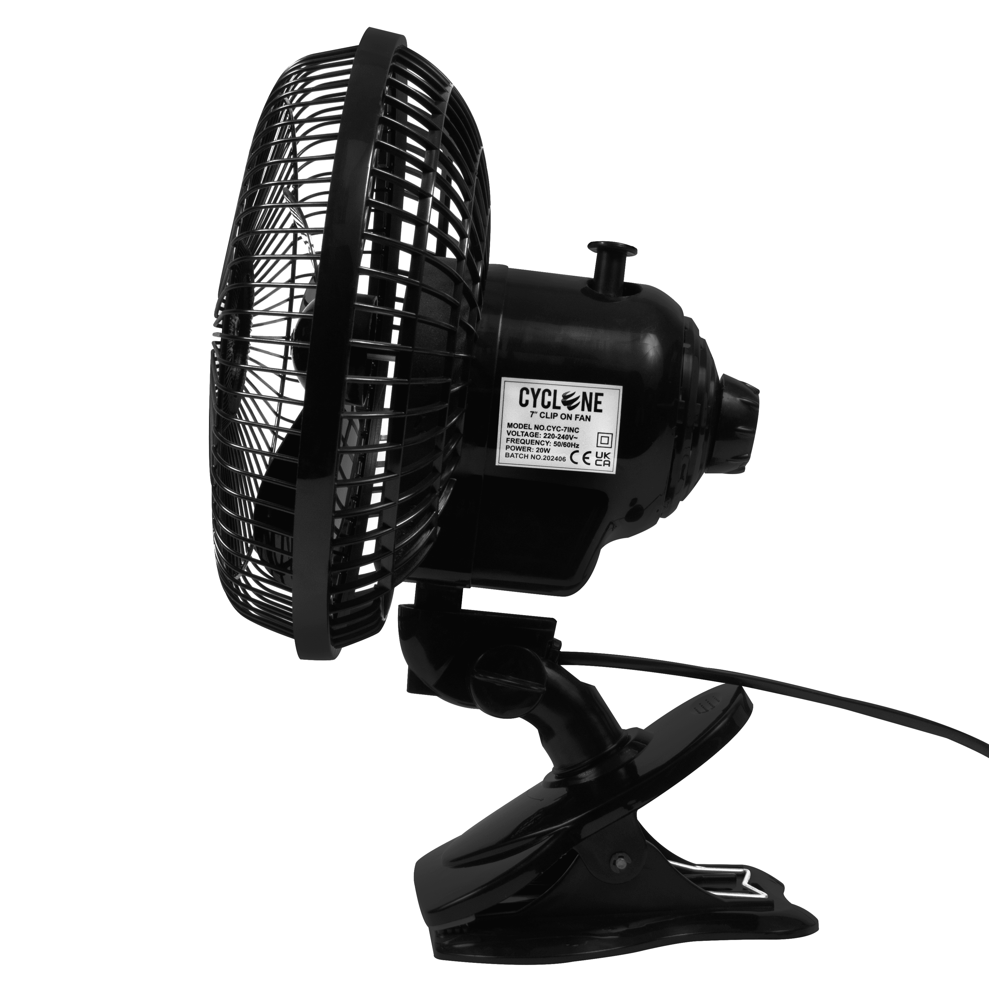 Cyclone 7″ Oscillating Clip On Fan
