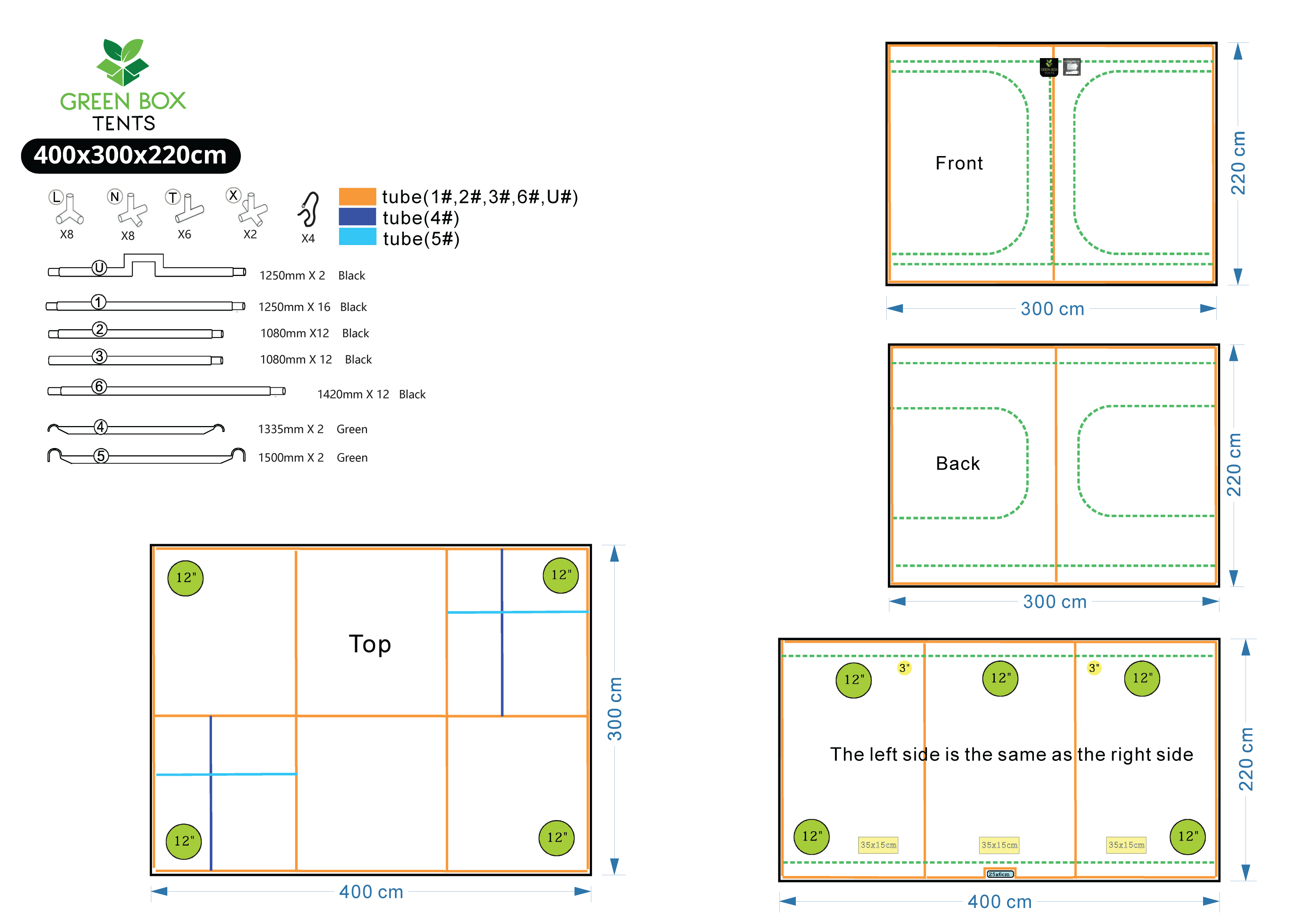 Green Box Tent 400 x 300 x 220 (With Wood Crate)