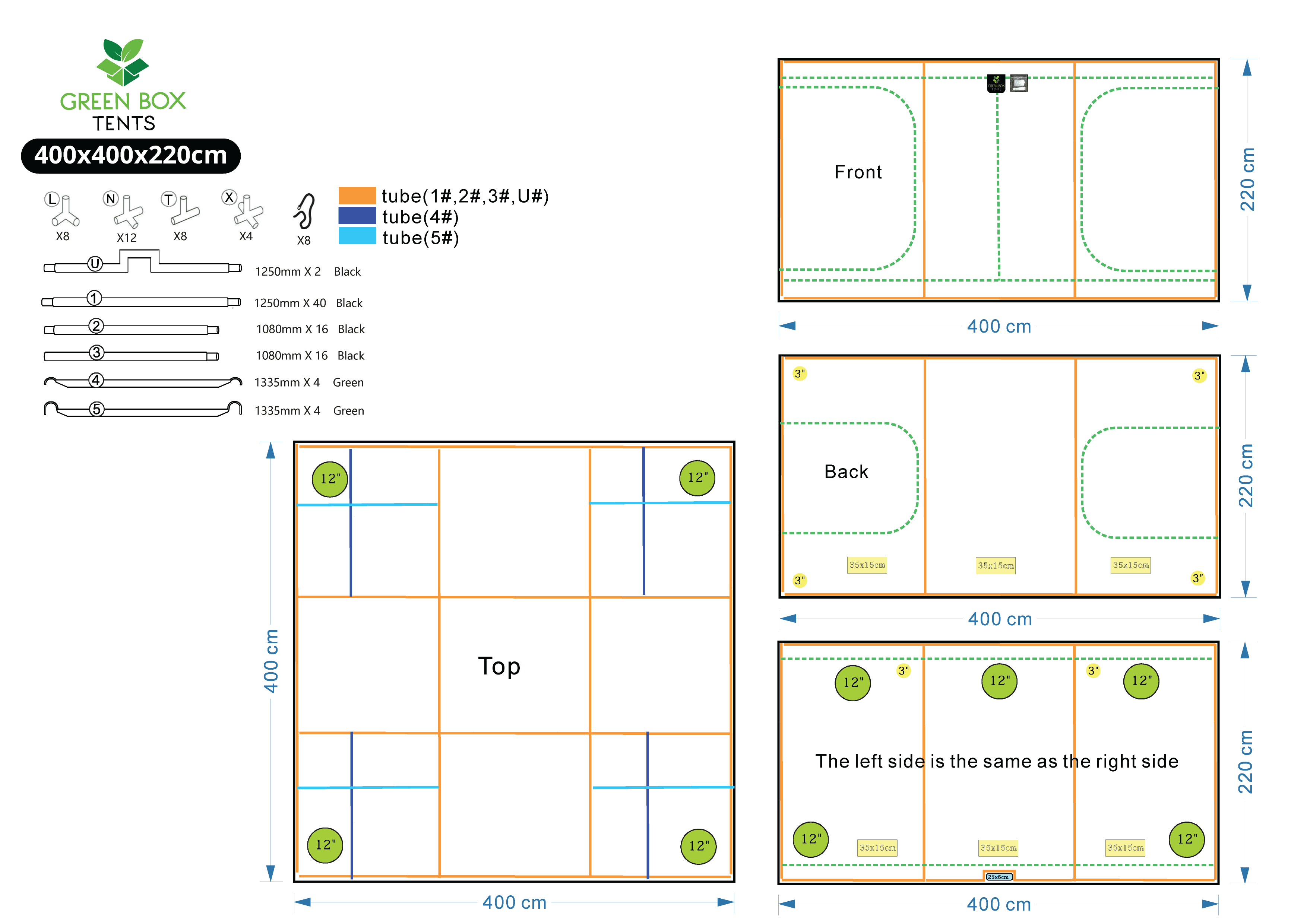Green Box Tent 400 x 400 x 220 (With Wood Crate)