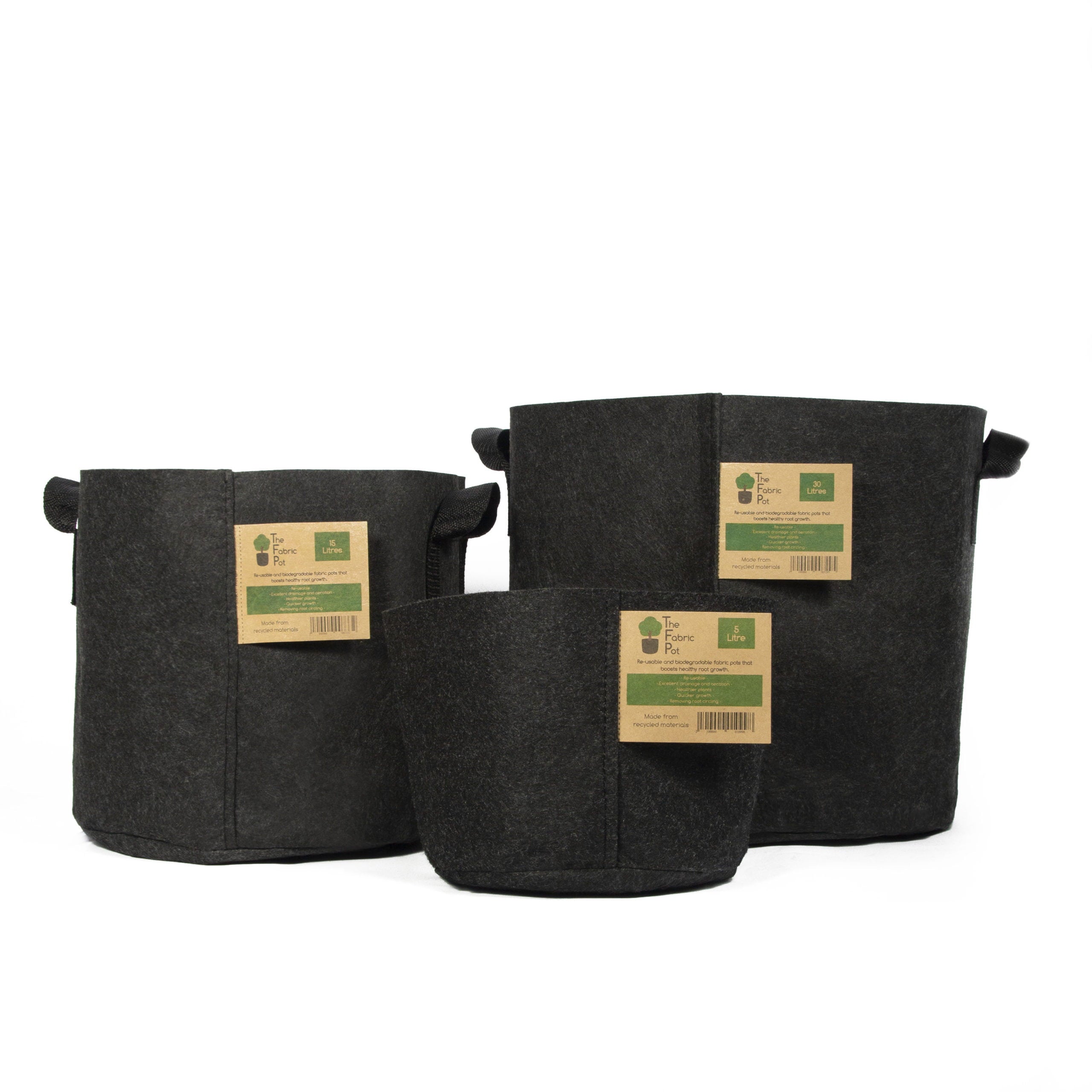 The Fabric Pot – Black Round Pots