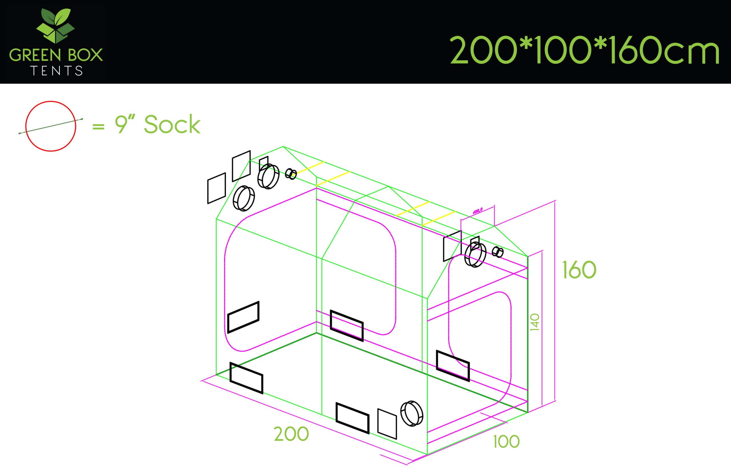Green Box Roof Tent 200 x 100 x 160